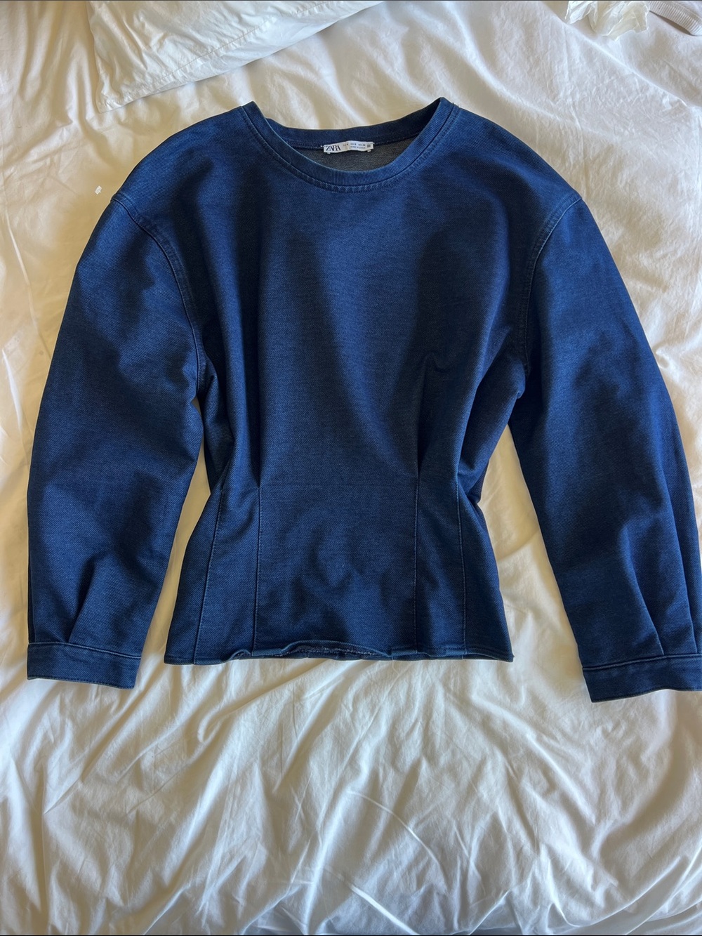 Zara Women's Chambray Crewneck Top - Picture 1 of 5